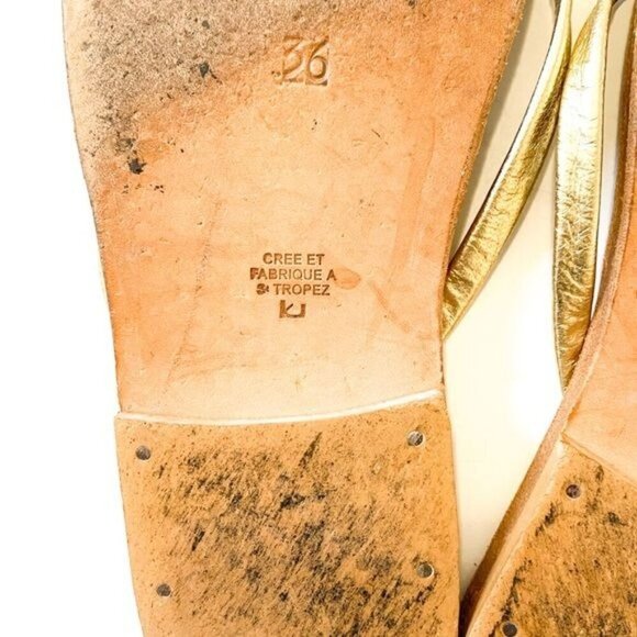 K JACQUES St Tropez Venise Flip-Flops in Gold Leather, Size 36 EU - Picture 8 of 11